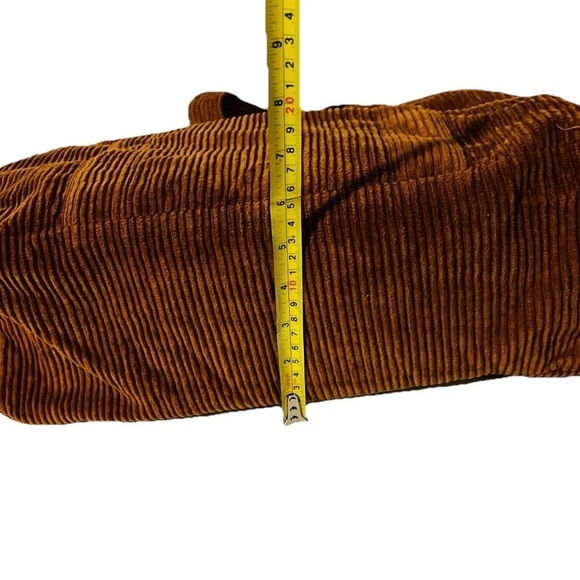 Vintage Style Zara Corduroy Rich Brown Front Pocket Large Tote Bag Women’s - Picture 10 of 10